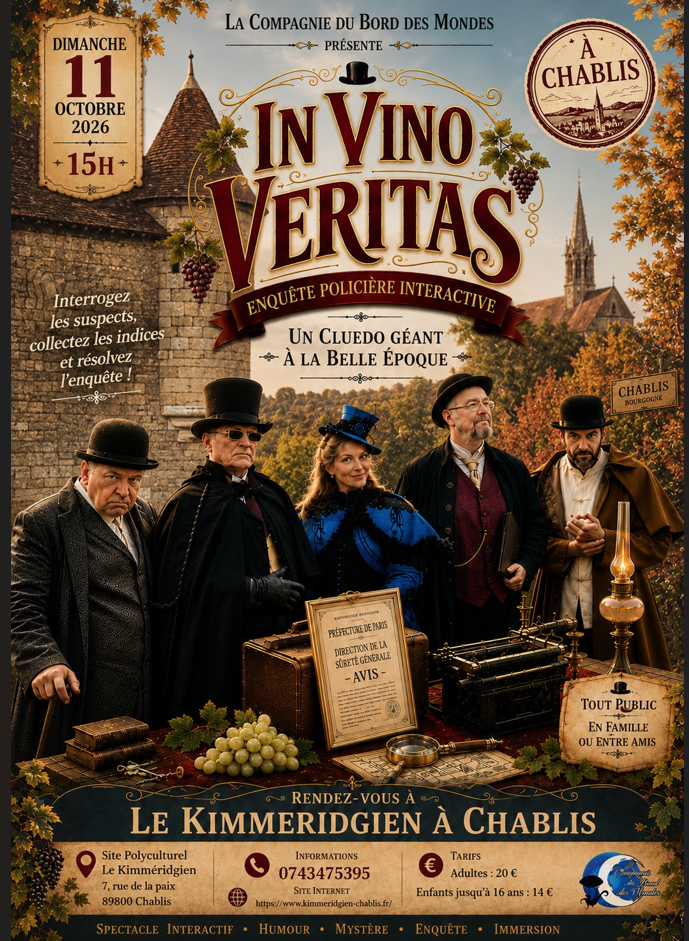 AFFICHE DATE DU 11/10/26 15H00 SALLE LE KIMMERIDGIEN- CLUEDO GEANT INTERACTIF