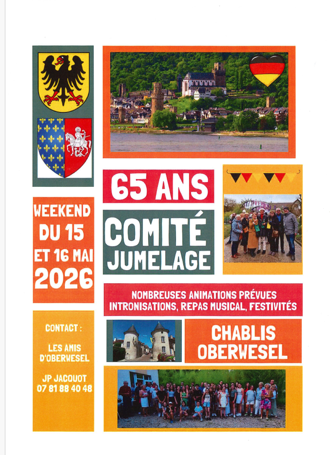 affiche 65 ans jumelage Chablis - Oberwesel