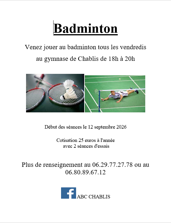 BADMINTON INSCRIPTION COTISATION
