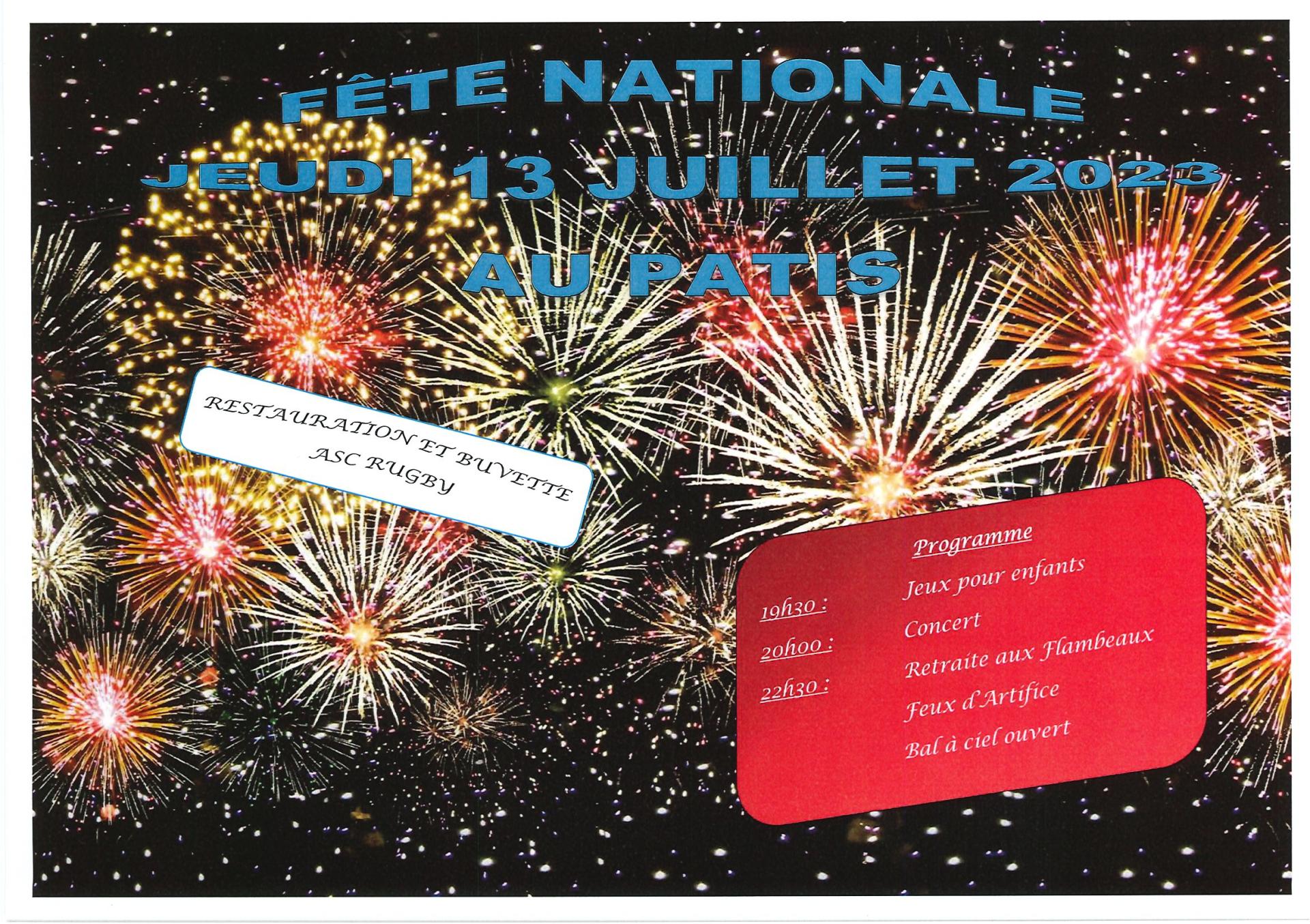 affiche feux d'artifice rouge et or sur ciel noir 