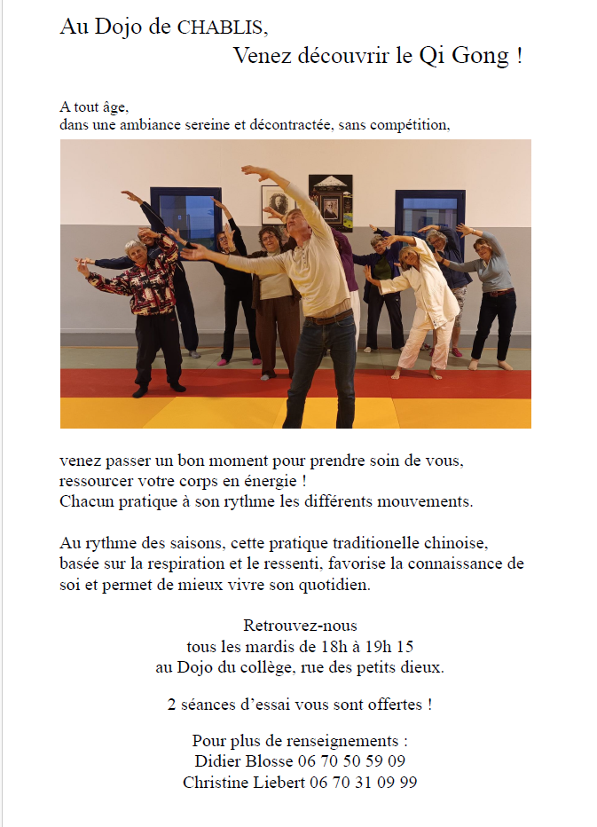 affiche du Qi Gong pour decouverte et inscription