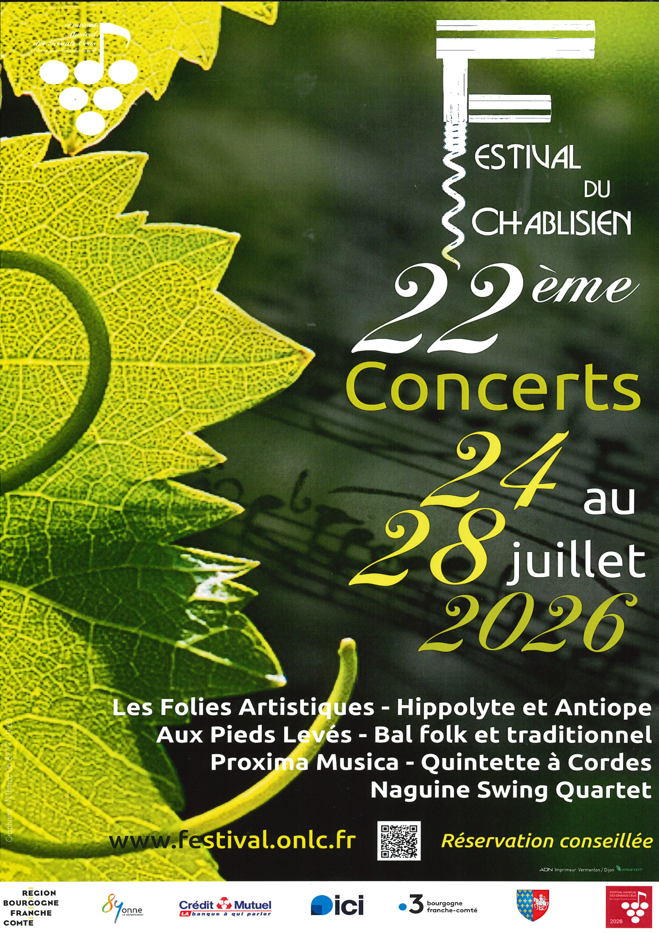 Affiche festival du 25/07/2026 avec noms des groupes de musiciens