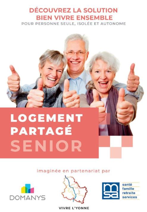 AFFICHE TROIS SENIORS DEUX FEMMES UN HOMME LEVANT LE POUCE